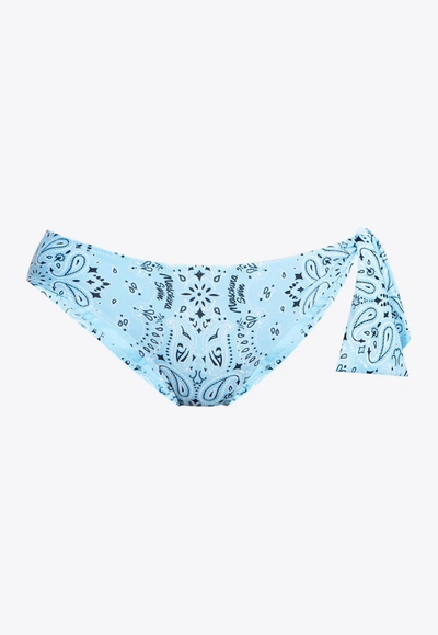Moschino Bandana-print Bikini Bottoms In Blue
