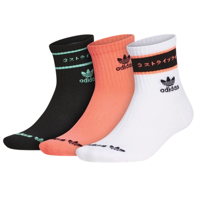 Adidas Originals Og 3 Stripe Life 3 Pr Quarter Socks In Black/white