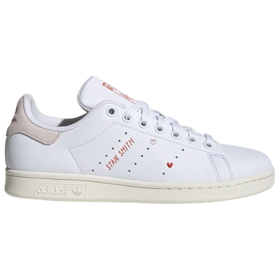 Adidas Originals Womens  Stan Smith In White/putty Mauve/bright Red