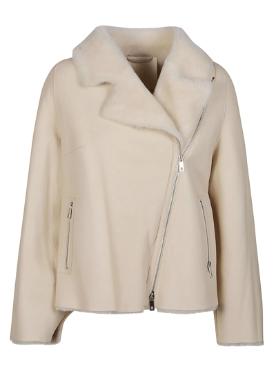 Desa 1972 Shearling Coat In Milky