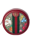 Gucci Ophidia Supreme Gg Canvas Floral Round Backpack With Red Trim In Red