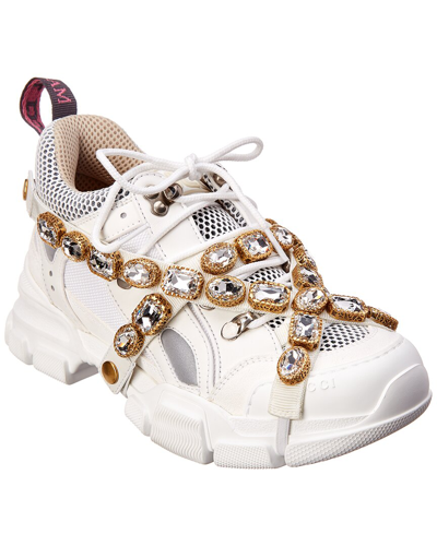 Gucci Flashtrek Leather & Mesh Sneaker In White