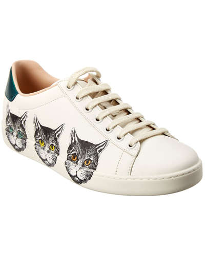 Gucci Ace Mystic Cat Leather Sneaker In White