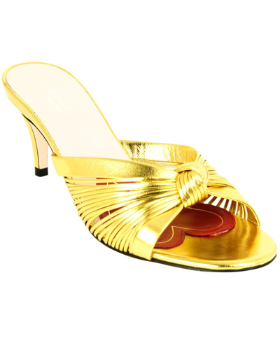 Gucci Leather Sandal In Gold