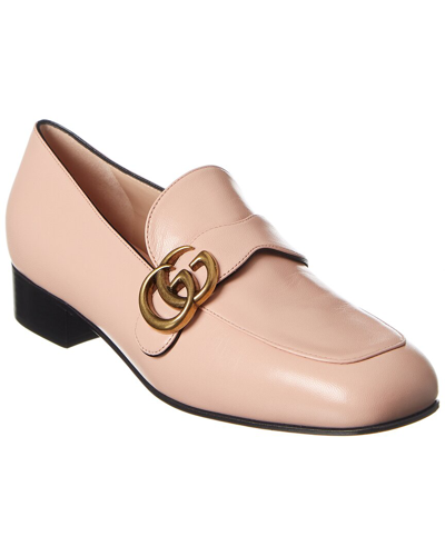 Gucci Double G Leather Loafer In Pink