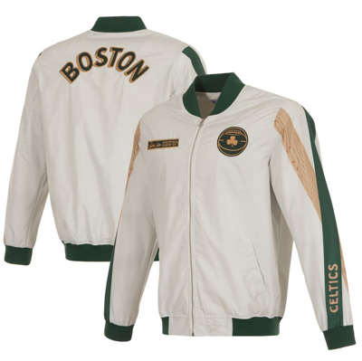 Jh Design Men's  Cream Boston Celtics 2023/24 City Edition Nylon Full-zip Bomber Jacket