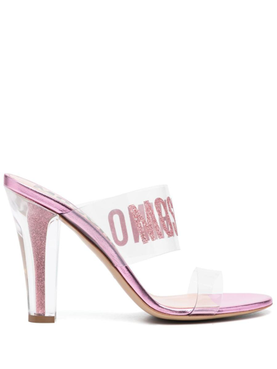 Moschino 110mm Logo-print Mules In White