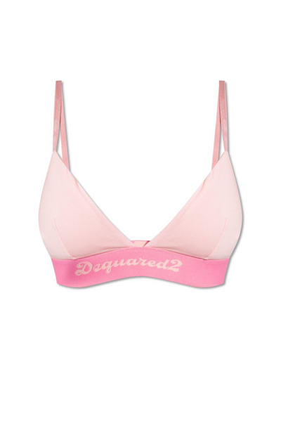 Dsquared2 Logo-underband Stretch-cotton Bra In Pink