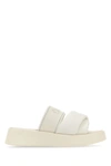 CHLOÉ CHLOE WOMAN WHITE FABRIC AND LEATHER MILA SLIPPERS