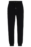 Hugo Boss Stretch-cotton Tracksuit Bottoms With Stacked Logo In Black