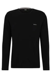 Hugo Boss Long-sleeved T-shirt In Stretch Cotton With Logo Detail In Black