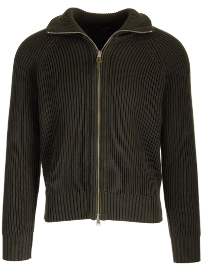 Tom Ford Zipped Ribbed In Grey