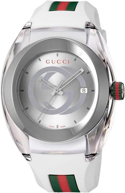 Pre-owned Gucci [] Sync Sync Ya137102awhite Mens Watch Analog Silver F/s