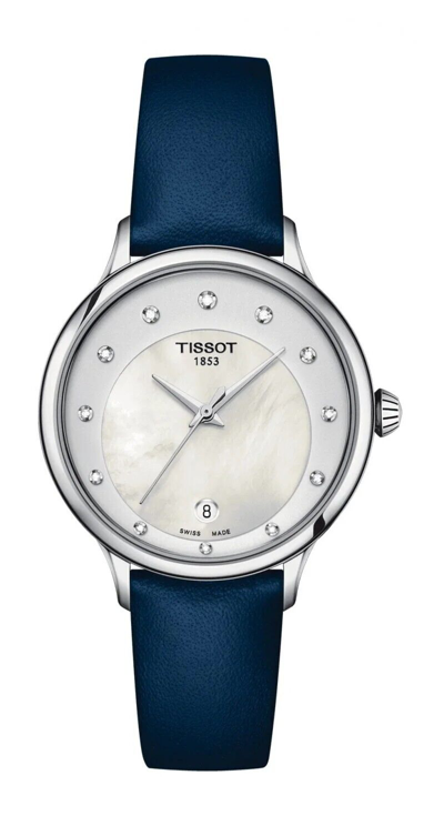 Pre-owned Tissot T1332101611600 Women's Watch Blue Leather Band Quartz Movement