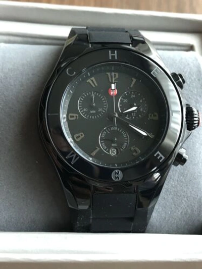 Pre-owned Michele (on Sale) In Box Black  Jelly Bean Watch Mww12f000104 Retail $495