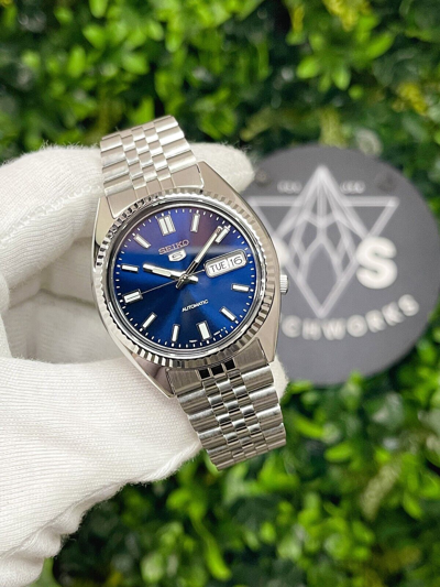 Pre-owned Seiko Snxs77 Datejust Modified W/ Sapphire Crystal, Fluted Bezel, Solid Bracelet