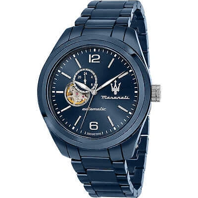 Pre-owned Maserati Mens Automatic Wristwatch  Traguardo R8823150002 Ceramic Blue