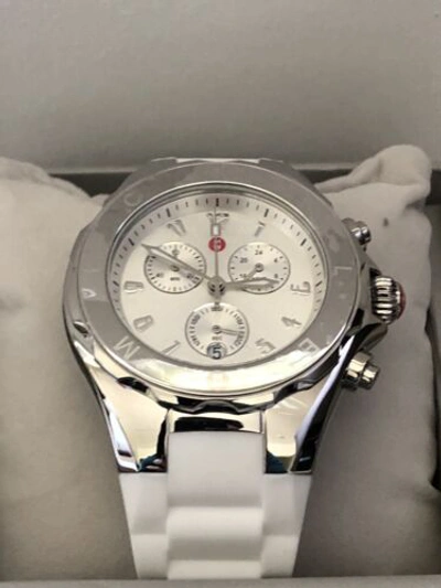Pre-owned Michele (on Sale)  Jelly Bean Silver White Watch Mww12f000090 Retail $450