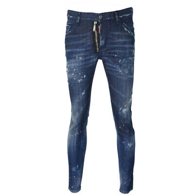 Pre-owned Dsquared2 Skater Jean Zip Paint Splash Jeans In Blue