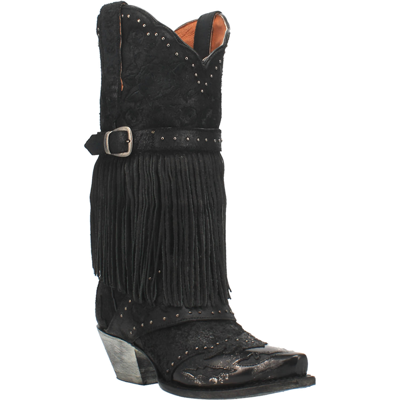 Pre-owned Dan Post Womens Black Cowboy Boots Leather Snip Toe