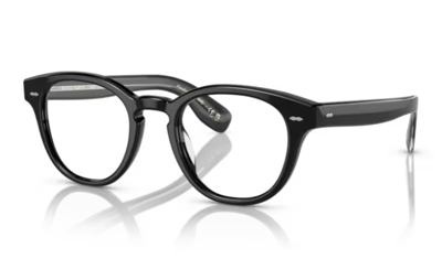 Pre-owned Oliver Peoples 0ov5413f Cary Grant 1492 Black 48mm Round Men's Eyeglasses In Clear
