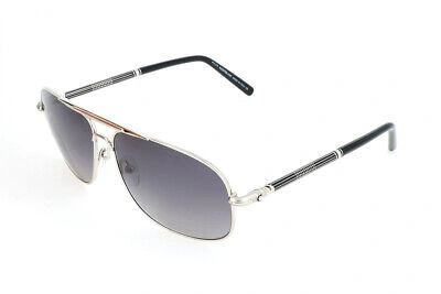 Pre-owned Montblanc Mont Blanc Mb513s 16b Silver Aviator Gray 61-14-140mm Non-polarized Sunglasses