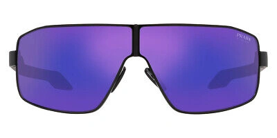 Pre-owned Prada Ps Sunglasses Matte Black / Dark Blue Violet Mirrored 100% Authentic