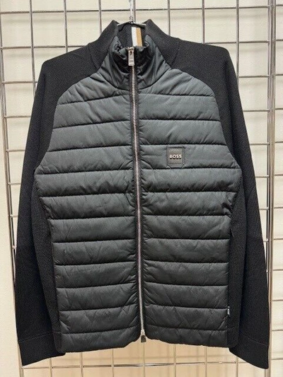 Pre-owned Hugo Boss New-men's  Medesimo Zip-up Knitted Jacket, 50500659 $398.00 In Black - 001