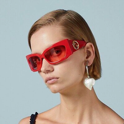 Pre-owned Gucci Gg1412s-004 Red Sunglasses