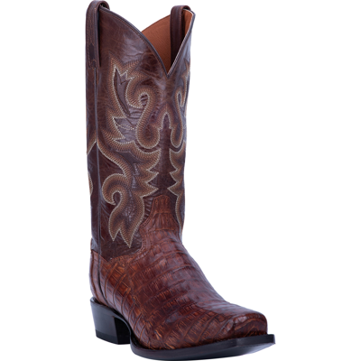 Pre-owned Dan Post Mens Brass Cowboy Boots Caiman Square Toe In Gold