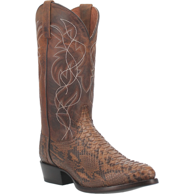 Pre-owned Dan Post Mens Tan/bay Apache Cowboy Boots Snake Skin R Toe