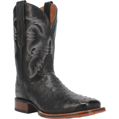 Pre-owned Dan Post Mens Alamosa Cowboy Boots Ostrich Black