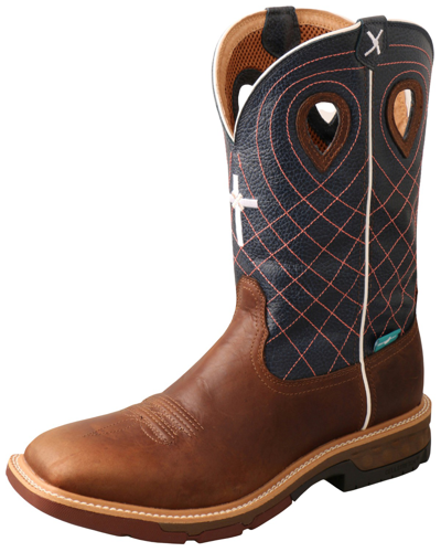 Pre-owned Twisted X Men's Waterproof Cellstretch Western Work Boot - Soft Toe - Mxbw001 In Brown