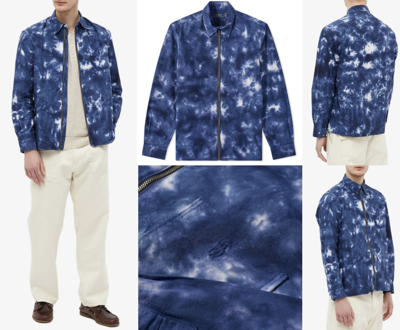 Pre-owned Polo Ralph Lauren Tie Dye Zip Shirt Jacket Jacke Navy Bleach Out Blouson Xl In Blue