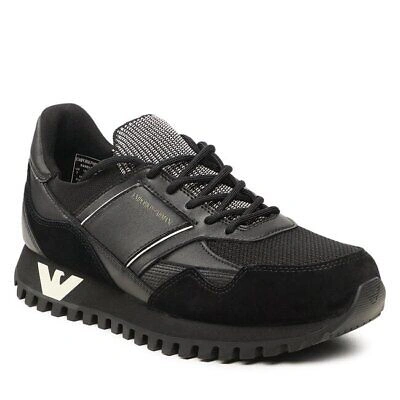 Pre-owned Emporio Armani Shoes Sneaker  Man Sz. Us 6 X4x616xn632 N814 Black