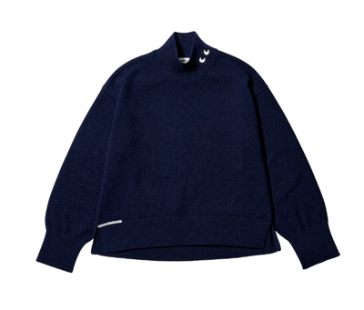 Pre-owned Uniqlo X Anya Hindmarch Cashmere High Neck Long-sleeve Sweater Size S Navy In Blue
