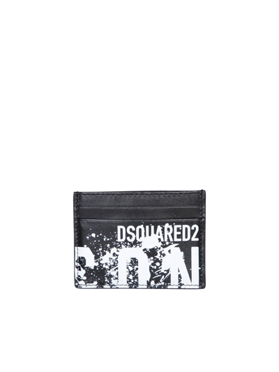 Dsquared2 Splash Icon Printed Card Holder In Black