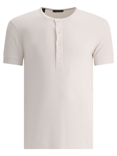 Tom Ford Logo Embroidered Ribbed In White