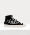 Vivienne Westwood High Top Canvas Plimsoll Cotton Canvas Black 11-45 Men In Black