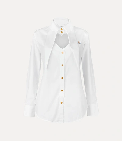 Vivienne Westwood Orb Logo Embroidered Drunken Shirt In White