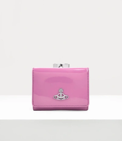Vivienne Westwood Shiny Patent Small Frame Wallet In Pink