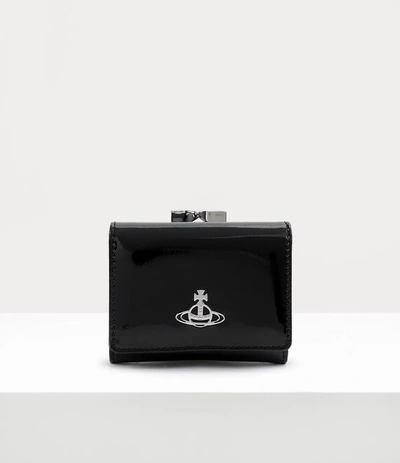 Vivienne Westwood Shiny Patent Small Frame Wallet In Black