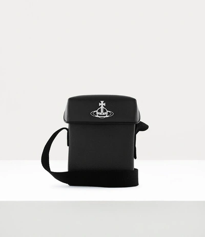 Vivienne Westwood Grain Leather Crossbody Bag In Black