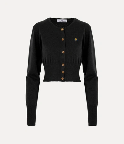 Vivienne Westwood Cropped Cardigan With Distinctive Buttons And Embroidered Emblem In Black