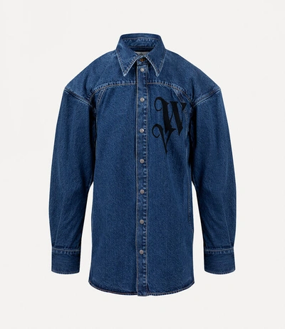 Vivienne Westwood Long-sleeved Denim Shirt In Blue