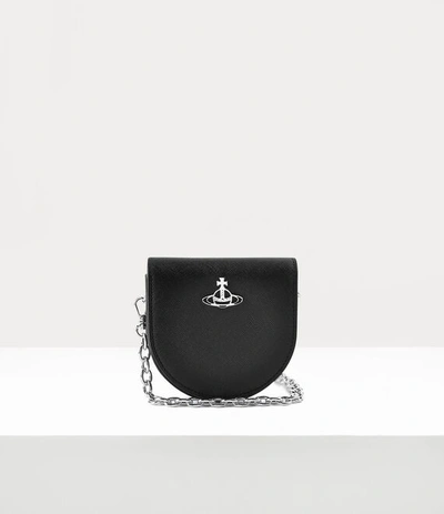 Vivienne Westwood Saffiano Nano Saddle Crossbody In Black