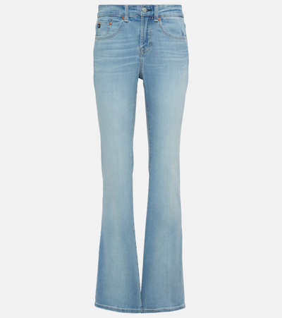 Ag Embroidered Straight Jeans In Blue