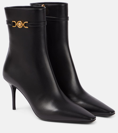 Versace Medusa Heeled Ankle Boots 85 In Black