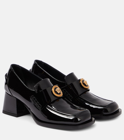 Versace Alia Patent Leather Loafer Pumps In Black