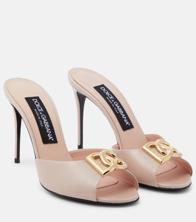 Dolce & Gabbana Logo漆皮穆勒鞋 In Light Pink